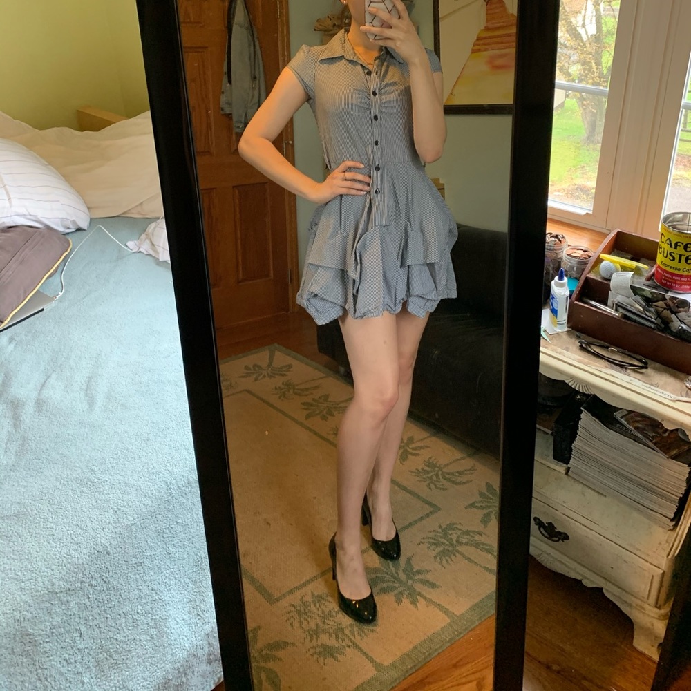 Pin striped button up dress!